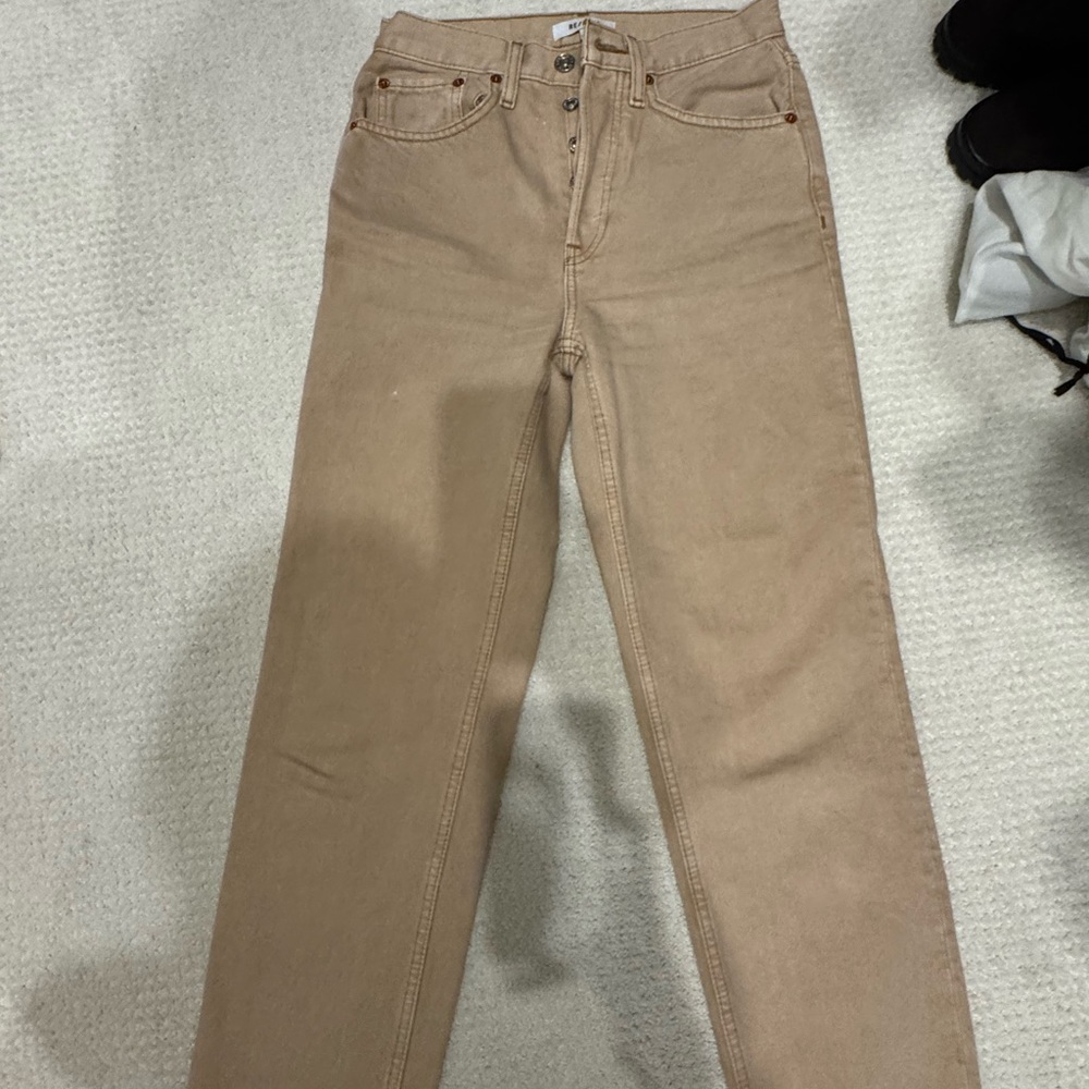 Re/Done Tan Straight Leg Women's Jeans